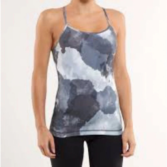 Lululemon Power Y Tank White in Coal Tinted Canvas Super - Size 4 - Picture 1 of 9